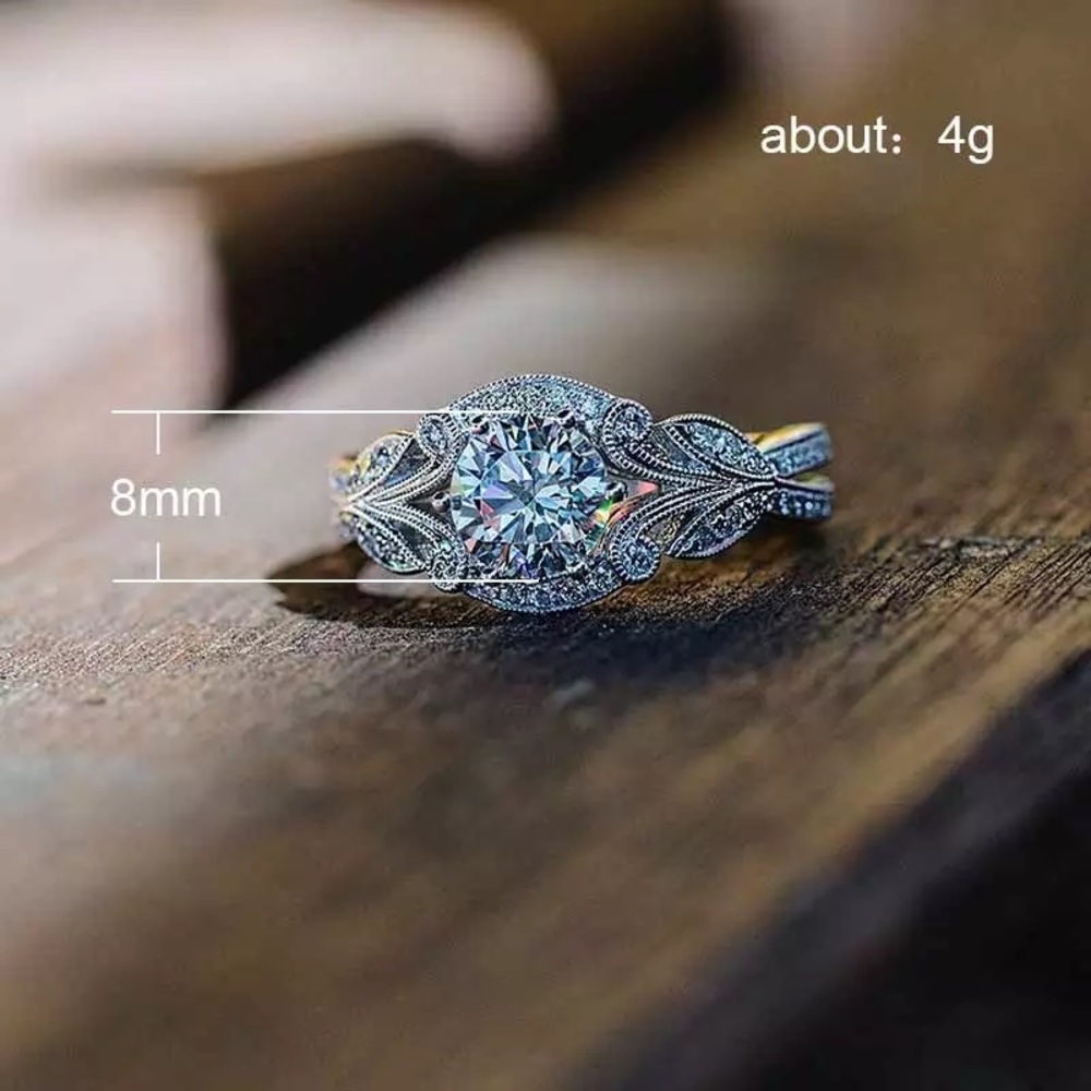 New Women’s 925 Silver Beautiful Flower Diamond Ring - Picture 6 of 6
